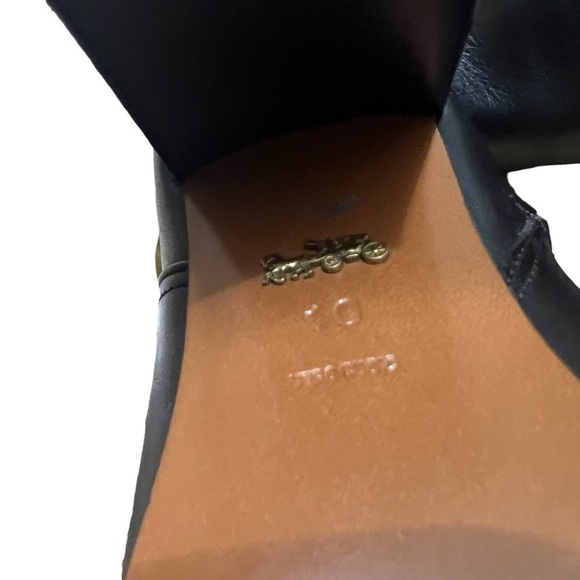 COACH Delaney Signature Buckle Bootie Heel in Classic Black Leather Size 10 - Picture 6 of 10